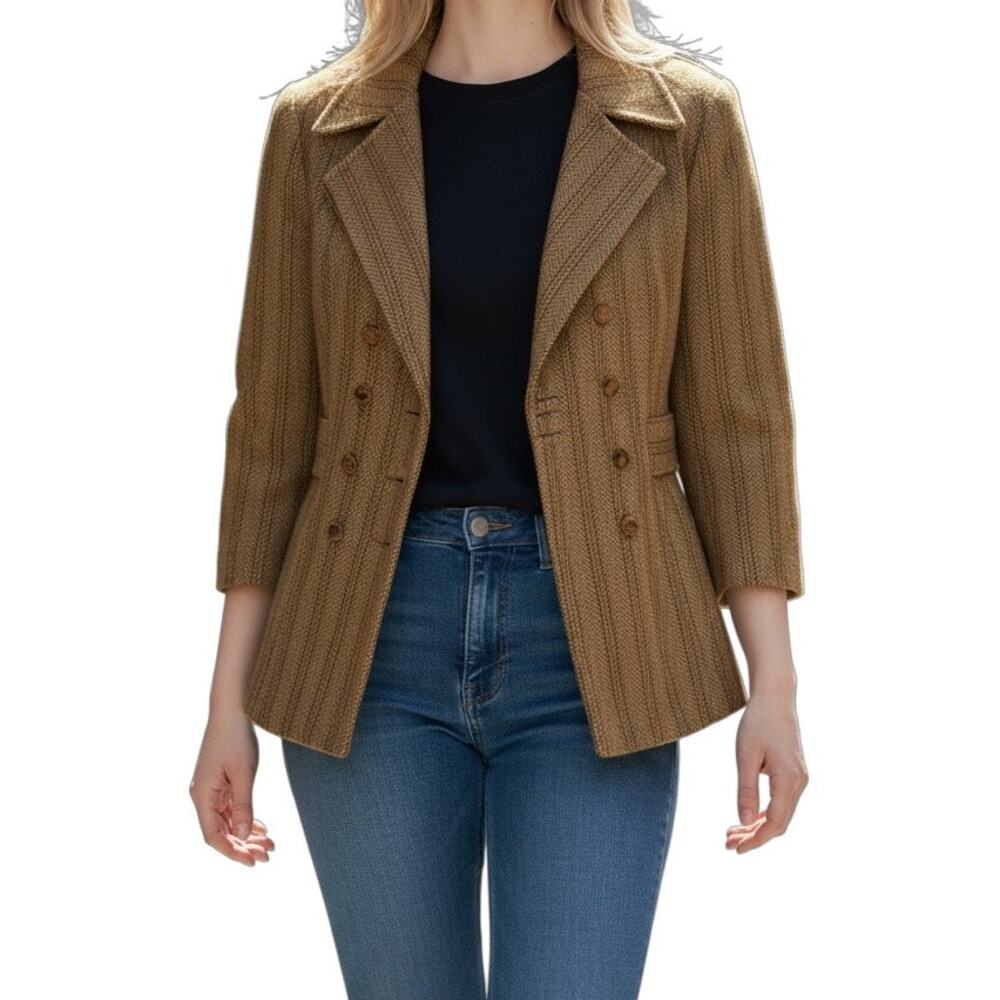 Vintage John Meyer Tweed Cropped Double Breasted Jacket Small
